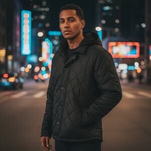 Hawk Quilted Sherpa Lined Hooded Jacket XL Black Warm Winter Coat Used